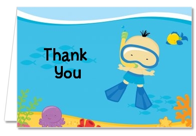 Under the Sea Asian Baby Boy Snorkeling - Baby Shower Thank You Cards