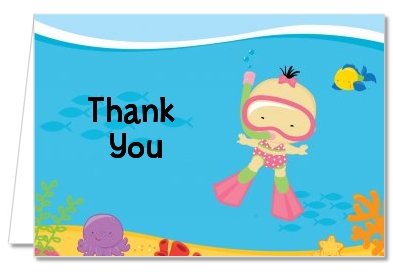 Under the Sea Asian Baby Girl Snorkeling - Baby Shower Thank You Cards