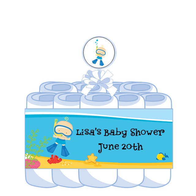 Under the Sea Baby Boy Snorkeling Baby Shower Diaper Cake Under the