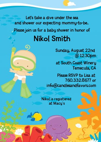 Under the Sea Baby Snorkeling - Baby Shower Invitations