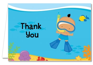 Under the Sea Hispanic Baby Boy Snorkeling - Baby Shower Thank You Cards