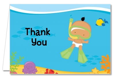 Under the Sea Hispanic Baby Snorkeling - Baby Shower Thank You Cards
