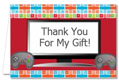 Video Game Time - Birthday Party Thank You Cards