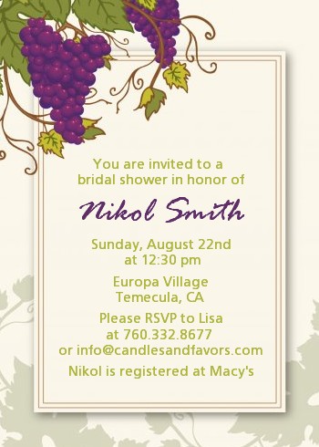 Vineyard Splash - Bridal Shower Invitations