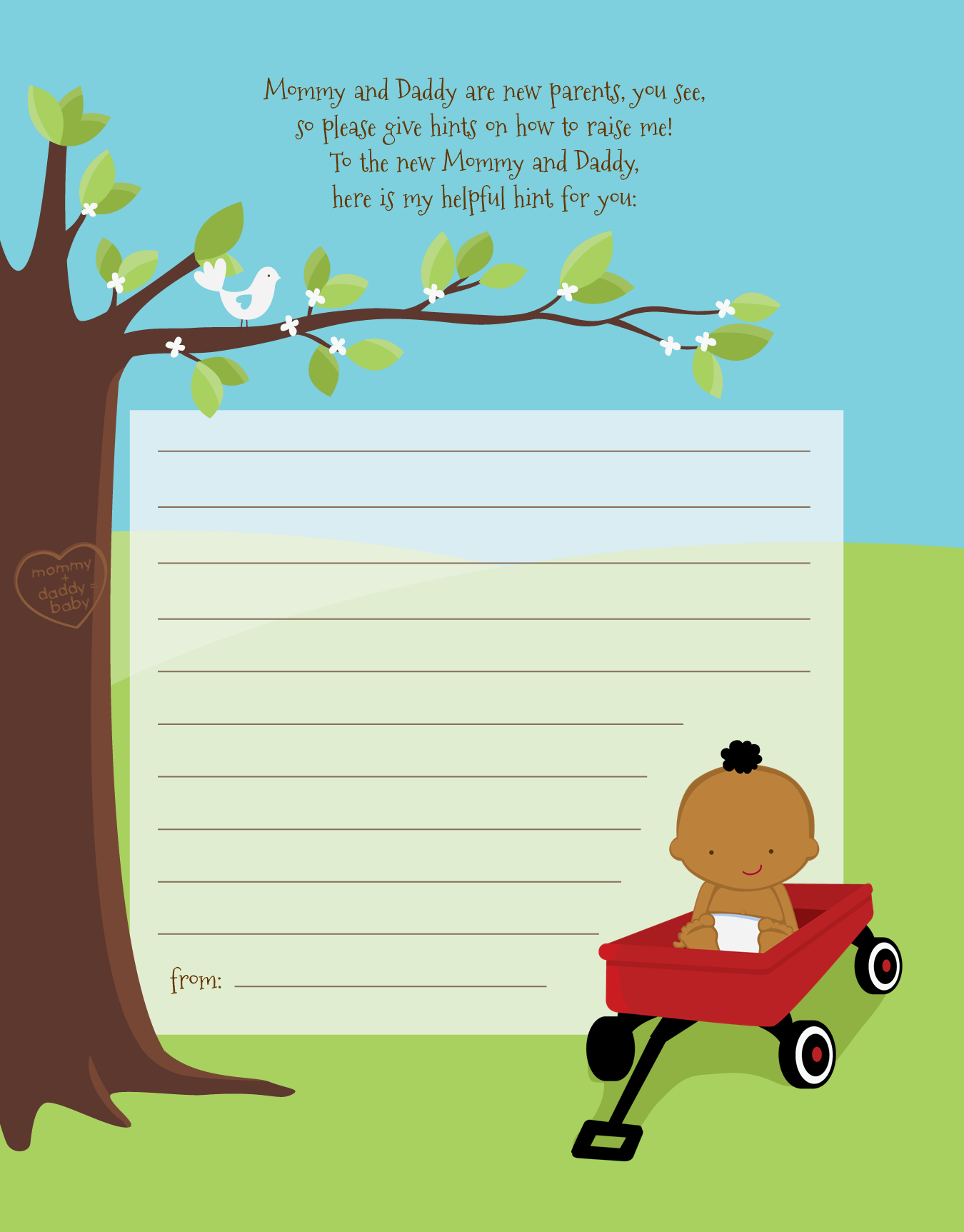  Little Red Wagon - Baby Shower Notes of Advice Caucasain