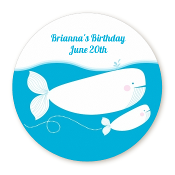  Whale Of A Good Time - Round Personalized Birthday Party Sticker Labels 