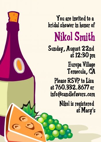 Wine & Cheese - Bridal Shower Invitations