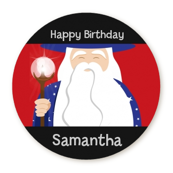  Wizard - Round Personalized Birthday Party Sticker Labels 