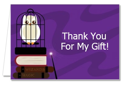 Wizard Tools & Owl - Birthday Party Thank You Cards