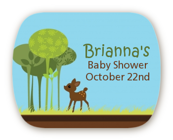Woodland Forest - Personalized Baby Shower Rounded Corner Stickers