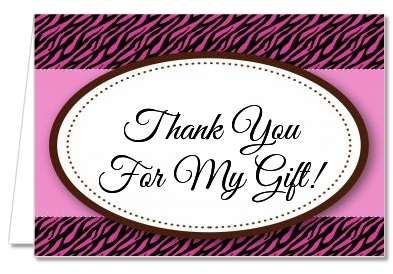 Zebra Print Pink & Black - Birthday Party Thank You Cards