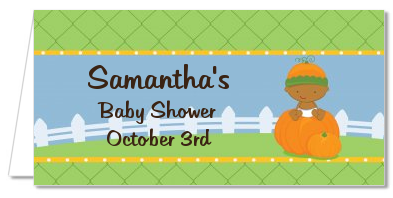 Pumpkin Baby African American - Personalized Baby Shower Place Cards