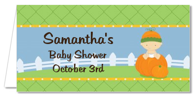 Pumpkin Baby Caucasian - Personalized Baby Shower Place Cards