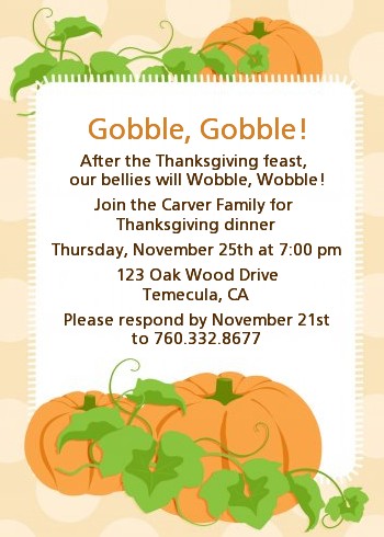 Pumpkin Trio Fall Theme - Thanksgiving Invitations