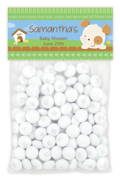 Puppy Dog Tails Neutral - Custom Baby Shower Treat Bag Topper