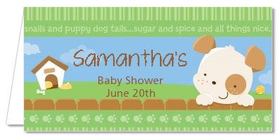 Puppy Dog Tails Neutral - Personalized Baby Shower Place Cards