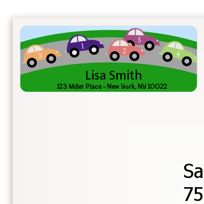 Race Car - Birthday Party Return Address Labels