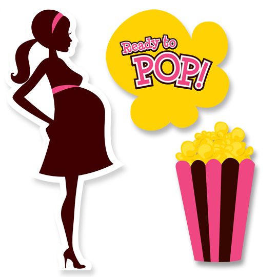  Ready To Pop Dark Pink Brown - Baby Shower Printed Shaped Cut-Outs 