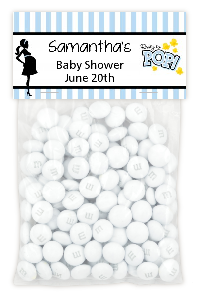 Ready To Pop Blue - Custom Baby Shower Treat Bag Topper