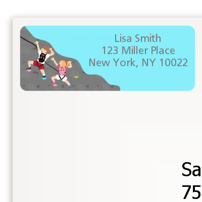 Rock Climbing - Birthday Party Return Address Labels