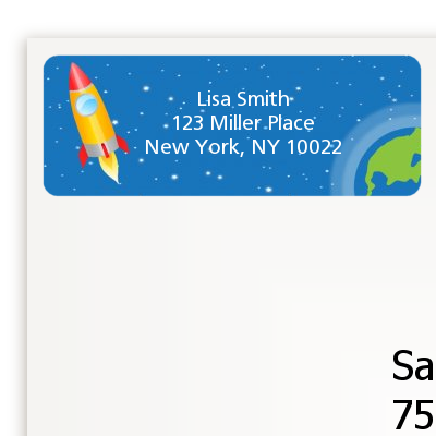 Rocket Ship - Birthday Party Return Address Labels