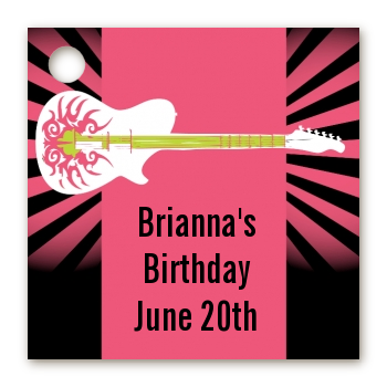 Rock Star Guitar Pink - Personalized Birthday Party Card Stock Favor Tags