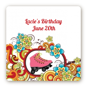 Roller Skating - Square Personalized Birthday Party Sticker Labels