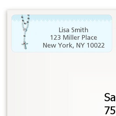 Rosary Beads Blue - Baptism / Christening Return Address Labels