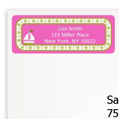 Sailboat Pink - Baby Shower Return Address Labels