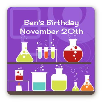 Science Lab - Square Personalized Birthday Party Sticker Labels