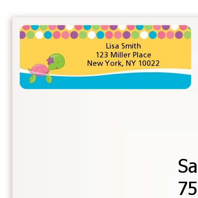 Sea Turtle Girl - Birthday Party Return Address Labels