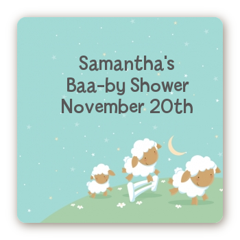 Sheep - Square Personalized Baby Shower Sticker Labels