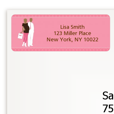 Silhouette Couple African American It's a Girl - Baby Shower Return Address Labels