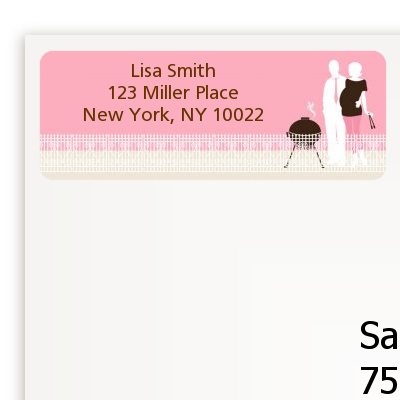 Silhouette Couple BBQ Girl - Baby Shower Return Address Labels