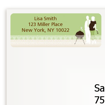 Silhouette Couple BBQ Neutral - Baby Shower Return Address Labels