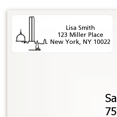 Boston Skyline - Bridal Shower Return Address Labels