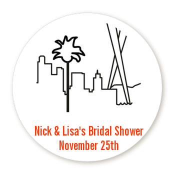  Los Angeles Skyline - Round Personalized Bridal Shower Sticker Labels 