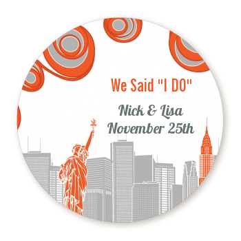  New York Skyline - Round Personalized Bridal Shower Sticker Labels 