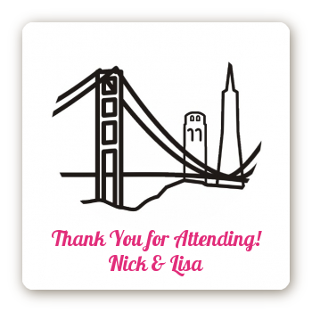 San Francisco Skyline - Square Personalized Bridal Shower Sticker Labels