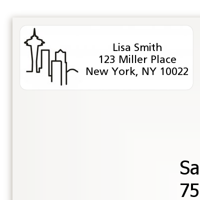 Seattle Skyline - Bridal Shower Return Address Labels