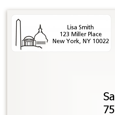 Washington DC Skyline - Bridal Shower Return Address Labels