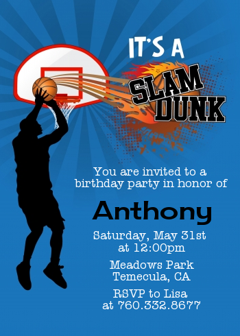 Slam Dunk - Birthday Party Invitations
