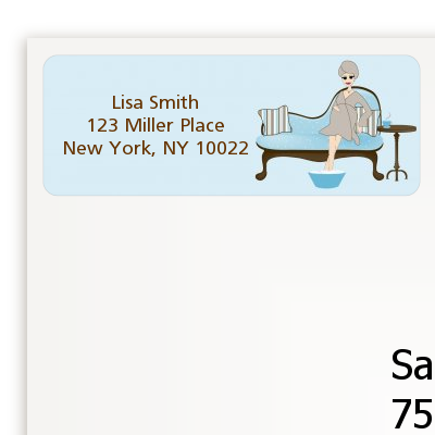 Spa Mom Blue - Baby Shower Return Address Labels