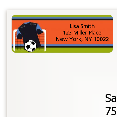 Soccer Jersey Black and Blue - Birthday Party Return Address Labels