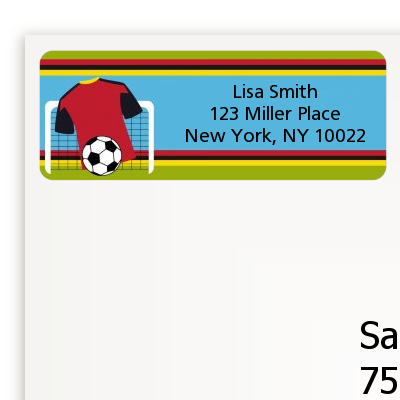 Soccer Jersey Red and Black - Birthday Party Return Address Labels