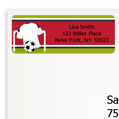 Soccer Jersey White, Red and Black - Birthday Party Return Address Labels