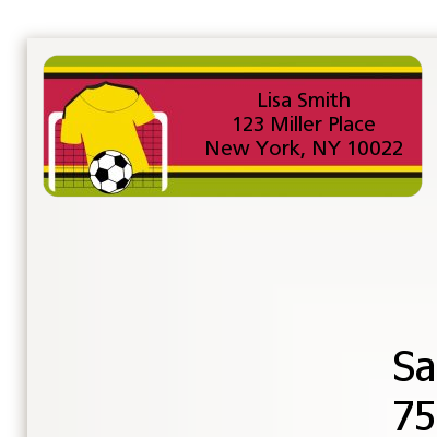 Soccer Jersey Yellow and Red - Birthday Party Return Address Labels
