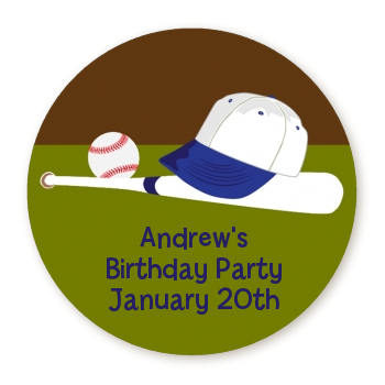  Baseball - Round Personalized Birthday Party Sticker Labels 