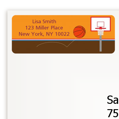 Basketball - Birthday Party Return Address Labels