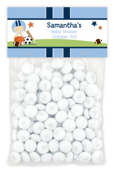 Sports Baby Caucasian - Custom Baby Shower Treat Bag Topper